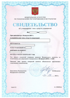 Свидетельство об утверждении типа средств измерений (СУТСИ)